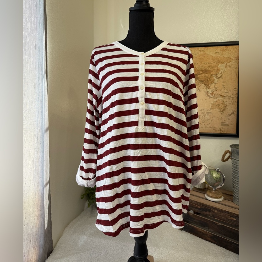 Style & Co red white striped top 2X